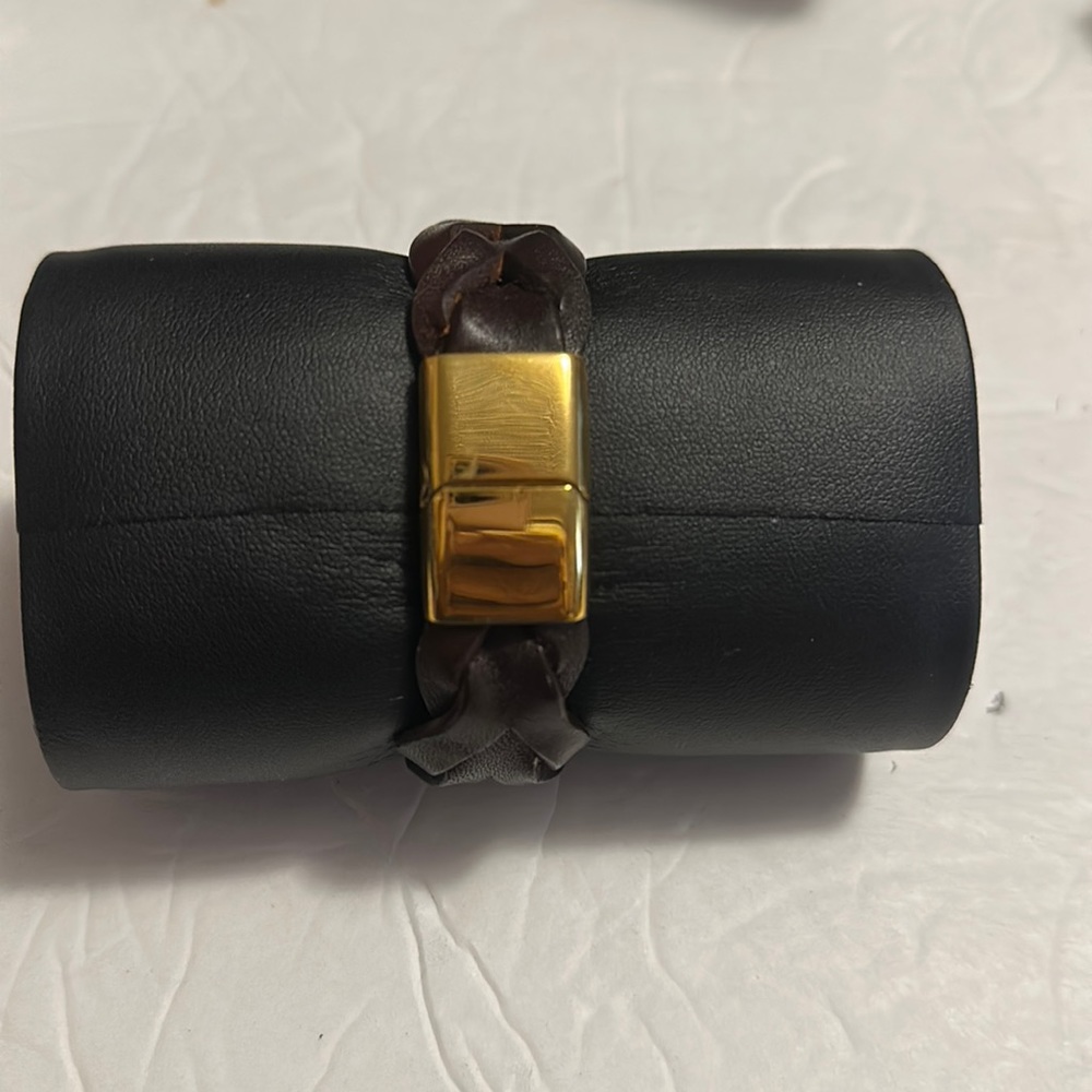 Men Stainless steel  pu leather bracelet.8.5”
